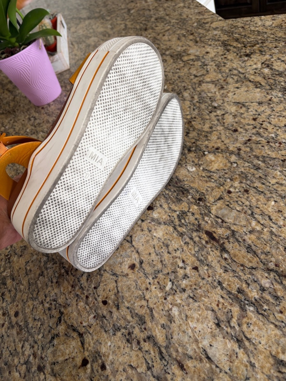 MIA Yellow Strap Platform Sandals with White Sole - Picture 4 of 4